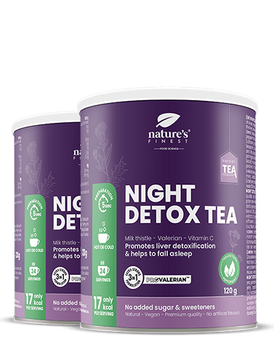Night Detox Tea 1+1 , Čaj Za Spanje , Funkcionalni čaj , Čistilna Mešanica , ProValerian™ , Organsko , Veganska , Sprostitev , 240 G