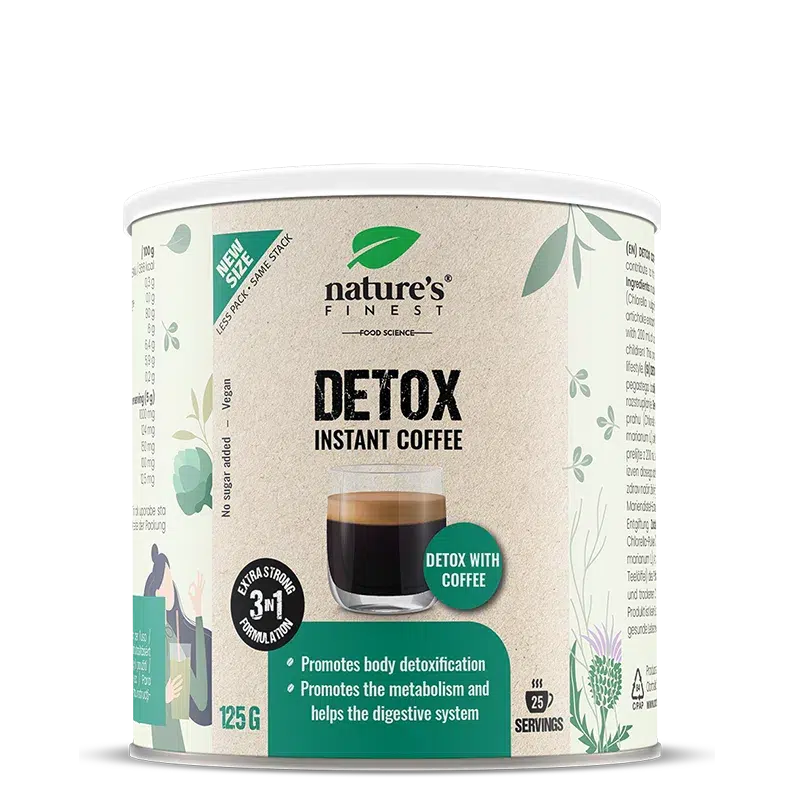 Detox Coffee | detox kava s klorelo, pegastim badljem in artičoko | mešanica Arabice za podporo prebavi in nežno čiščenje telesa