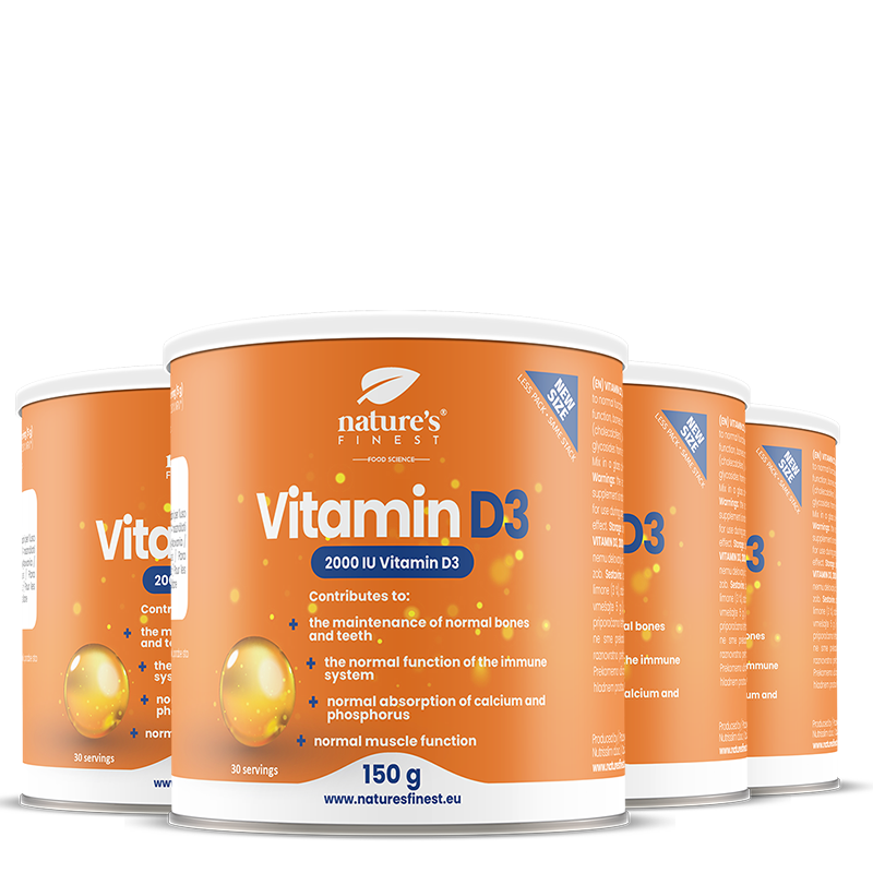 Vitamin D3 3+1 | enostaven D3 v prahu za napitek z okusom limone | 1000 IU vitamina D3 na odmerek