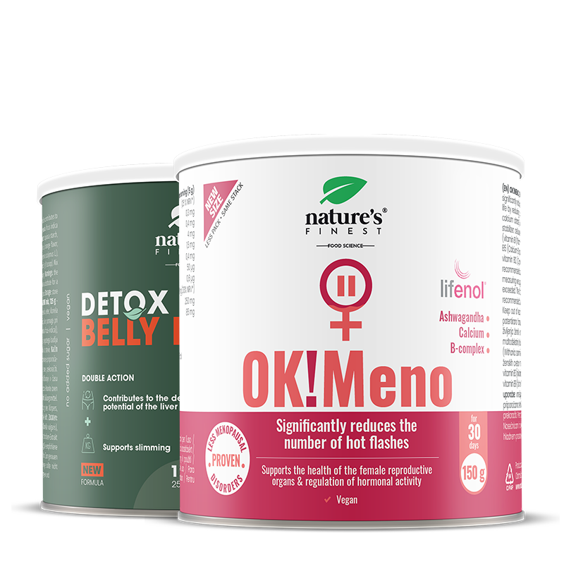 OK!Meno + Detox Belly Burn | hormonsko ravnovesje, razstrupljanje, napihnjenost in dobro počutje jeter