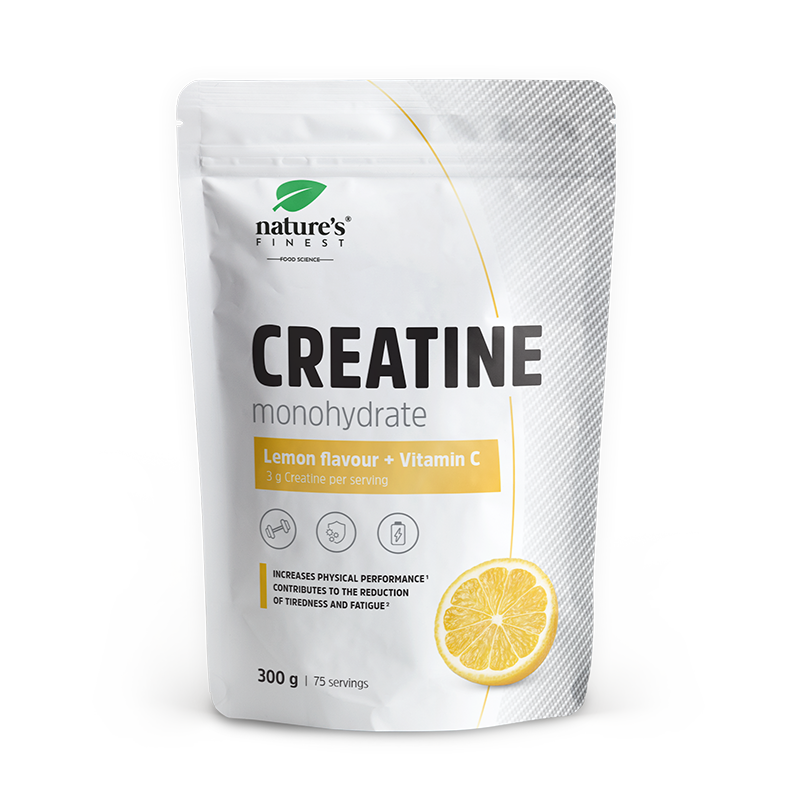 Creatine Monohydrate Lemon | kreatin z vitaminom C + limonino aromo | kreatin monohidrat, vitamin C + kurkuma