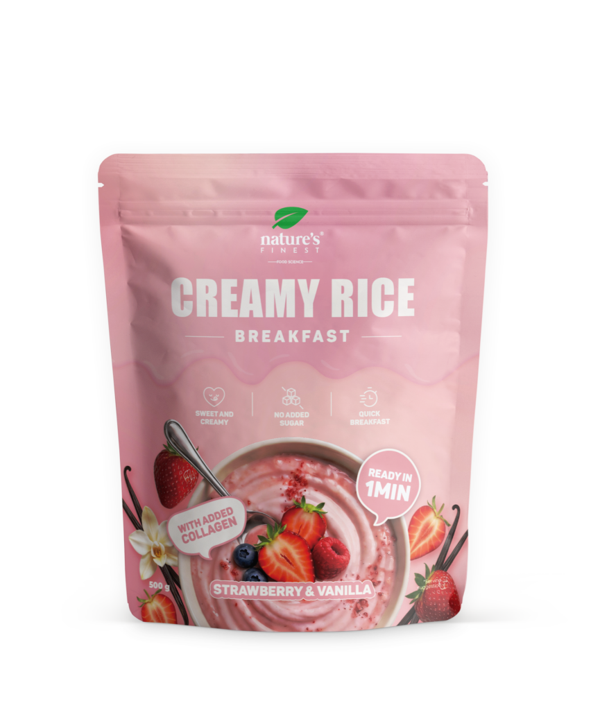 Creamy rice breakfast Strawberry-vanilla