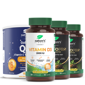 2x TestoPRO Extreme capsules + 1x Golden Q10 + 1x Vitamin D3 capsules
